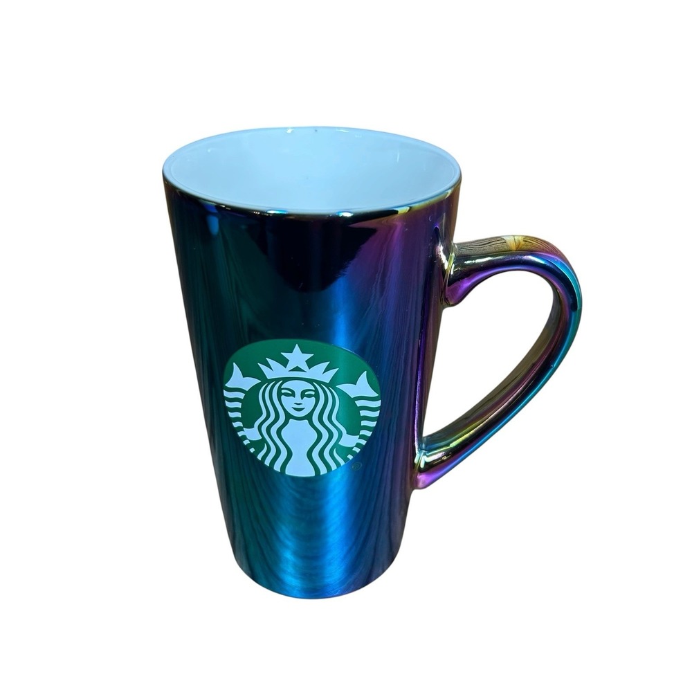 Starbucks Coffee Mug 16oz Rainbow Holographic Iridescent Oil Slick 2022 Holiday
